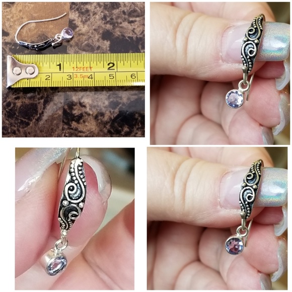 1ct Color Changing Alexandrite Earrings 1.2" - Picture 5 of 5